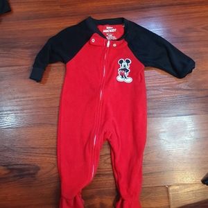 mickey mouse fleece 12m onsie black and red